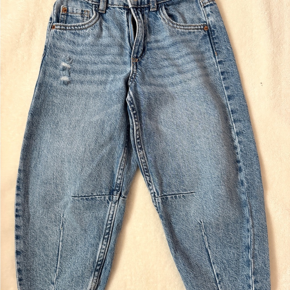 Zara Girls Balloon Fit Blue Denim Jeans